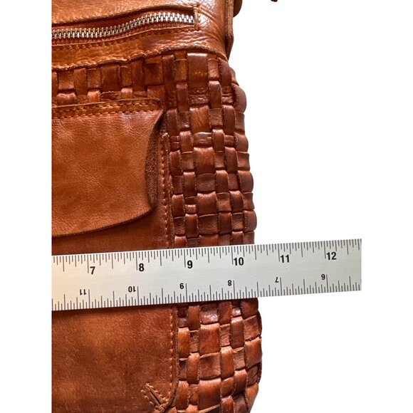 Vilenca Holland Chestnut Brown Woven Leather Crossbody Bag Boho Vintage Style - Picture 10 of 10